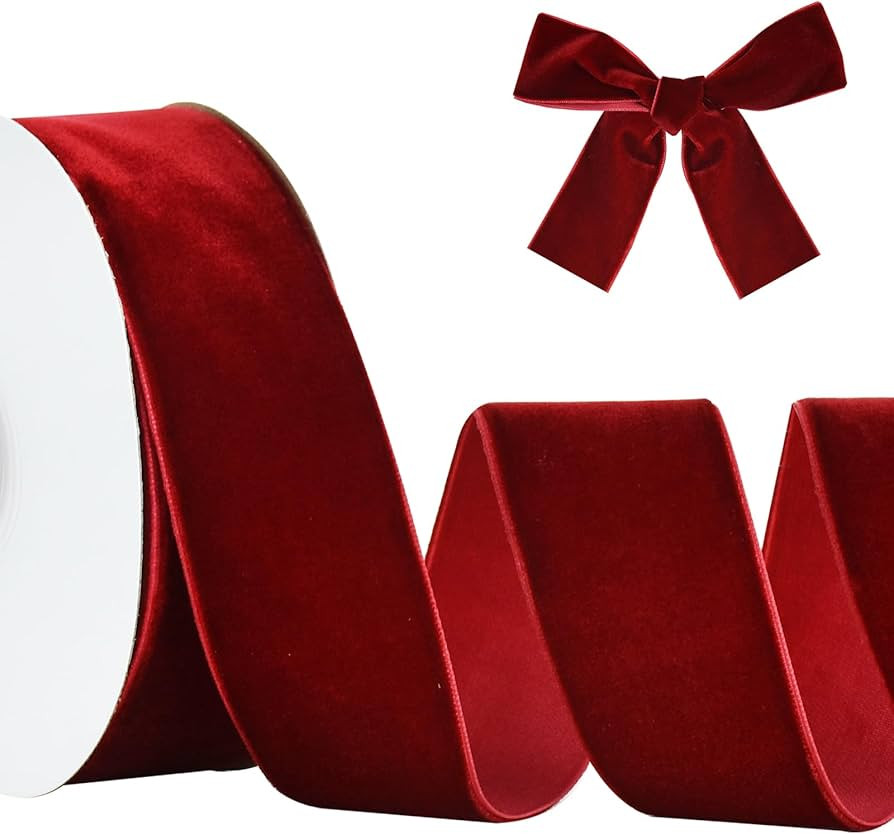 TONIFUL Burgundy Velvet Ribbon 1-1/2 Inch x 10yds, Vintage Velvet Ribbons, for Christmas Wreath D... | Amazon (US)