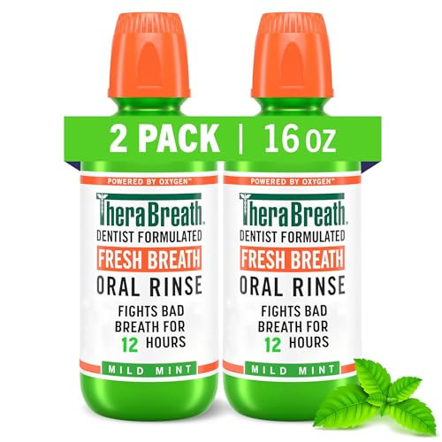 TheraBreath Fresh Breath Mouthwash, Mild Mint Flavor, Alcohol-Free, 16 Fl Oz (2-Pack) | Amazon (US)