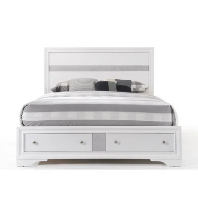 Queen Size White Storage Bed - Composite Wood No Box Spring Required 8-10" Mattress Suggested 2 Drawers With Metal Slide And Structure Feature Full Ex | Wayfair North America