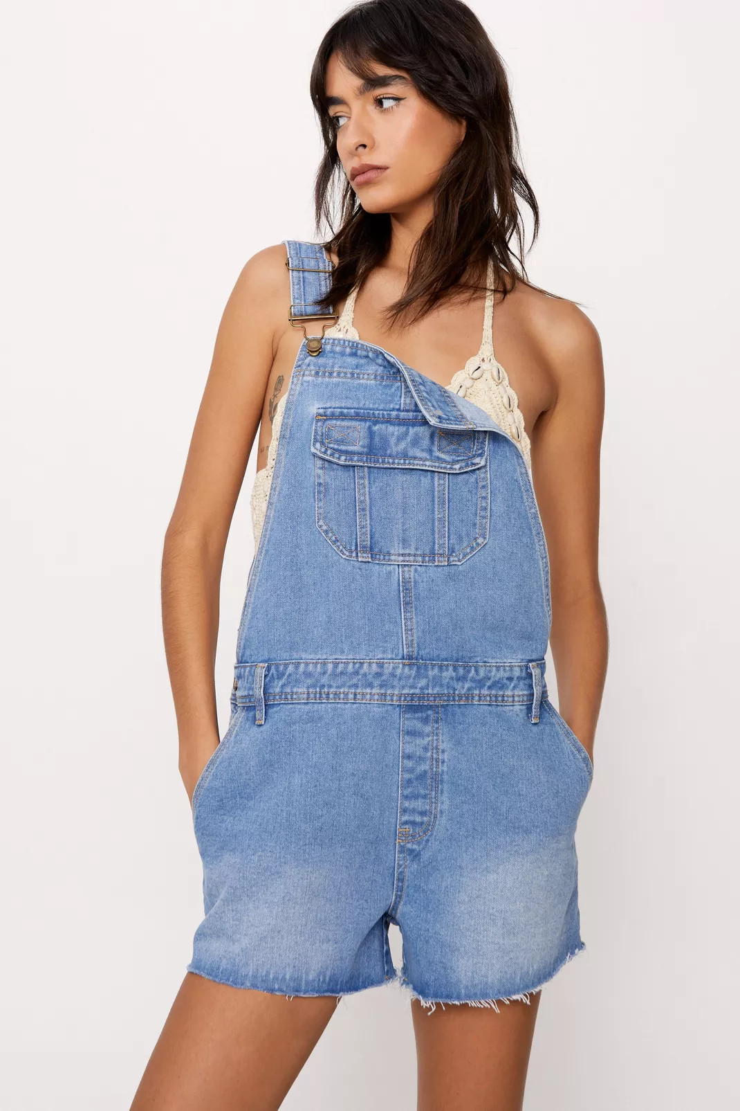 Pocket Front Denim Short Overalls | Nasty Gal (US)