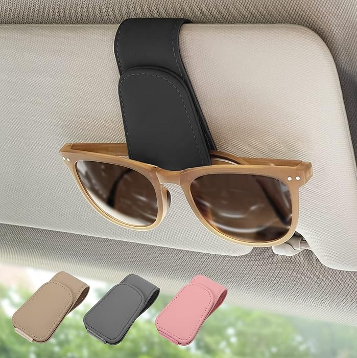 Magnetic Leather Sunglass Holder, Eyeglass Hanger Clip for Car Sun Visor, Suitable for Different ... | Amazon (US)