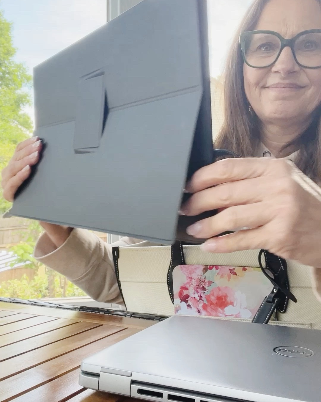 This portable monitor is exactly what I needed!  I love using dual monitors at my desk but this one allows me to take it anywhere and connect to my laptop. It has speakers & folds up into its own case  that also acts as a stand. Comes with all the connection cord types you’ll need! 

#LTKTravel #LTKFindsUnder100