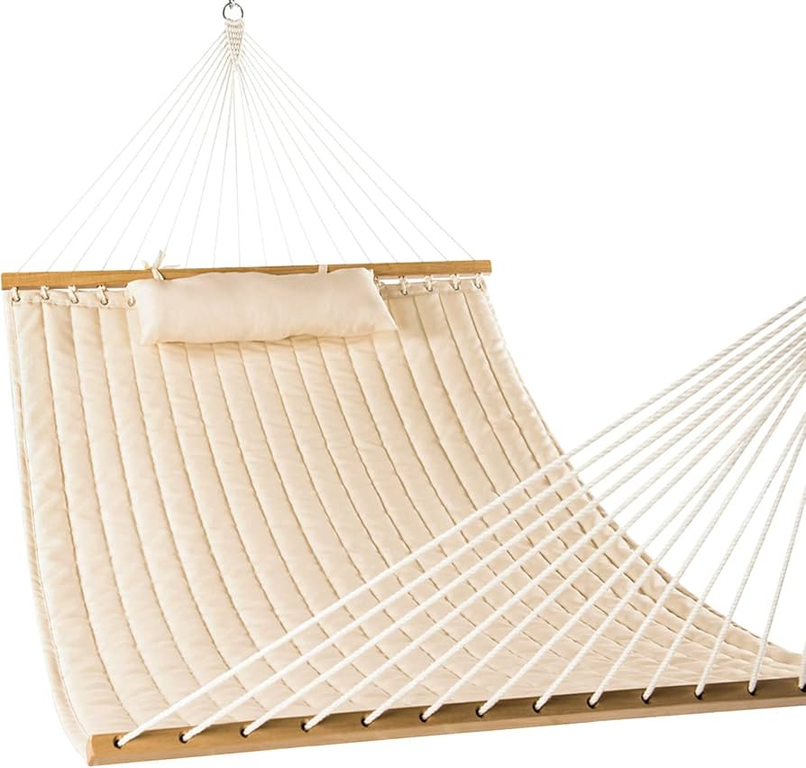 Lazy Daze Hammocks 12 FT Double Quilted Fabric Hammock with Spreader Bars and Detachable Pillow, ... | Amazon (US)