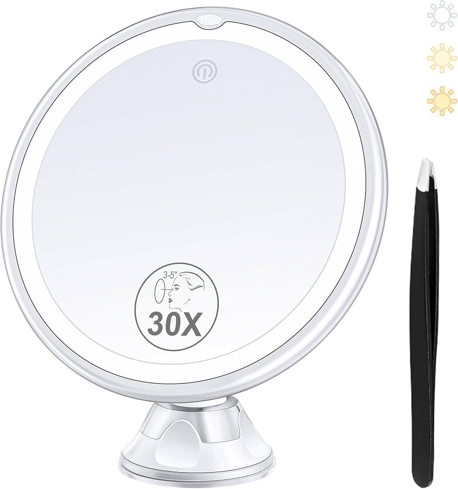 Magnifying Mirror with Light 30X, Lighted Makeup Mirror 30X for Precision Makeup, 3 Color Modes a... | Amazon (US)