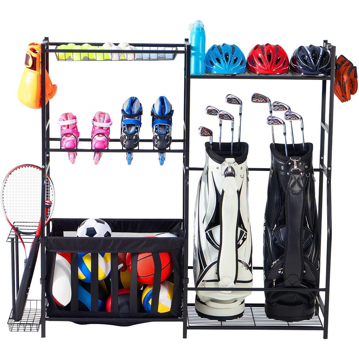 True & Tidy Garage Sports Equipment Organizer with Baskets and Hooks | Target