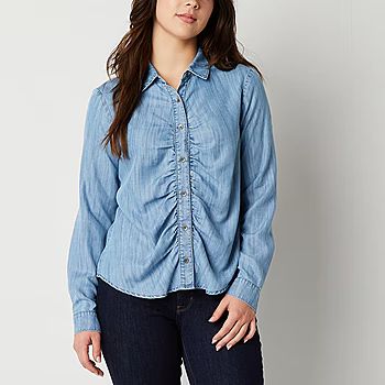 a.n.a Womens Long Sleeve Regular Fit Button-Down Shirt | JCPenney