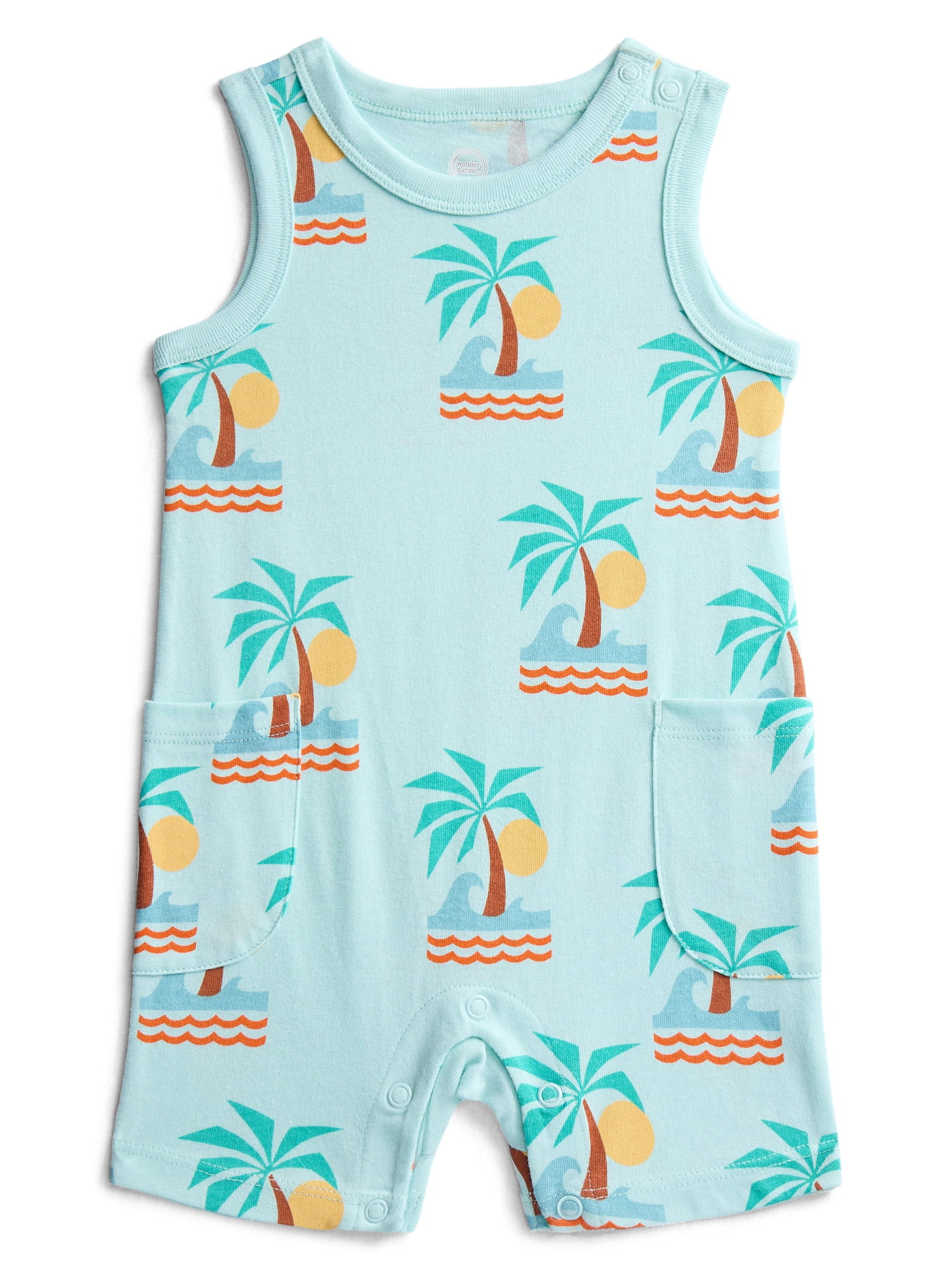 Wonder Nation Baby Boys' Print Tank Romper, Sizes 0M-24M | Walmart (US)