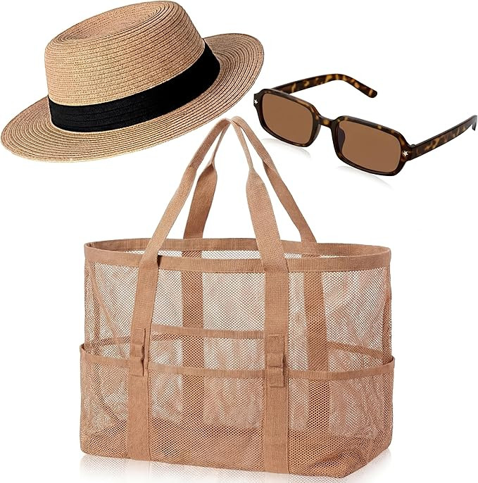 Sadnyy 3 Pcs Wide Brim Straw Hats for Women Summer Sun Glasses and Beach Tote Bags Vacation Set F... | Amazon (US)
