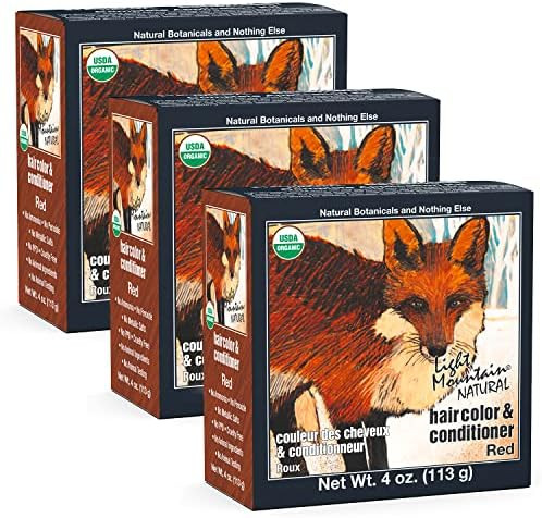 Light Mountain Henna Hair Color & Conditioner - Red Hair Dye for Men/Women, Organic Henna Leaf Po... | Amazon (US)