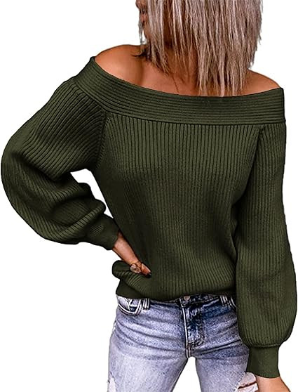 KIRUNDO 2023 Fall Winter Women's Off Shoulder Sweater Long Sleeve Cold Shoulder Ribbed Knit Sweat... | Amazon (US)