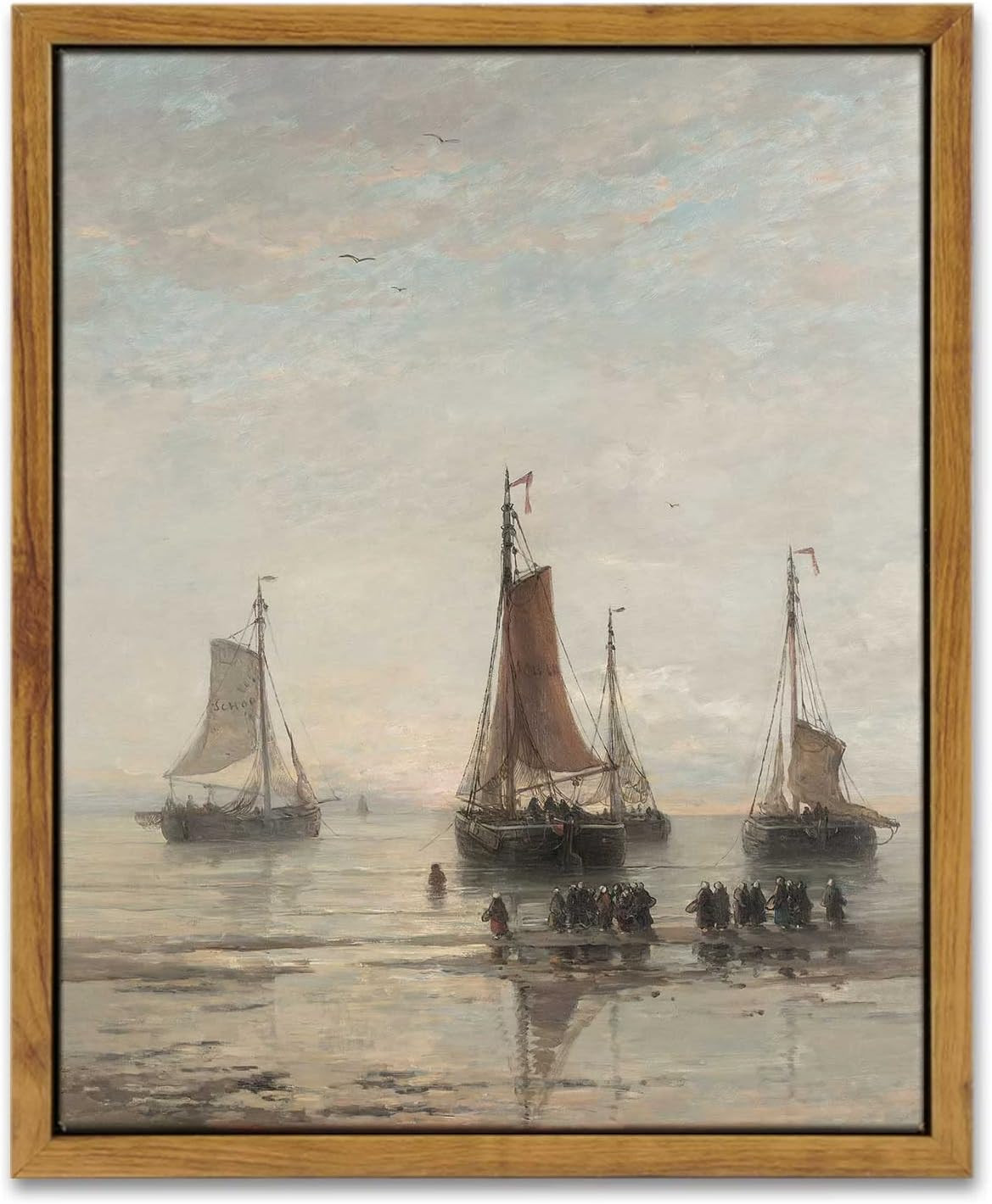 InSimSea Framed Canvas Wall Art Room Decor, Classical Marine Oil Painting Canvas Prints Wall Deco... | Amazon (US)