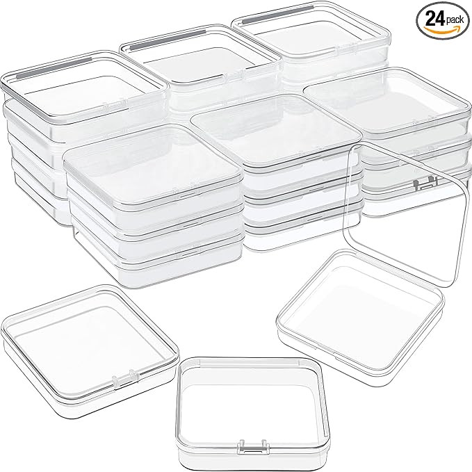 SATINIOR 24 Packs Small Clear Plastic Beads Storage Containers Box with Hinged Lid for Storage of... | Amazon (US)