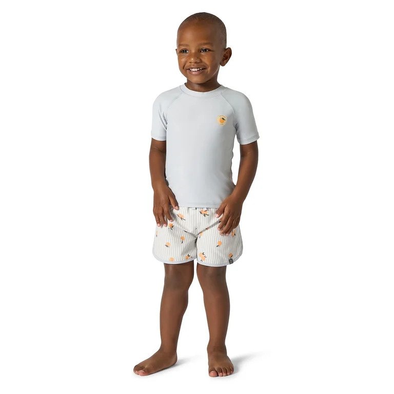 Modern Moments by Gerber Toddler Boy Long Sleeve Rashguard and Dolphin Short, 2-Piece, Sizes 12M ... | Walmart (US)