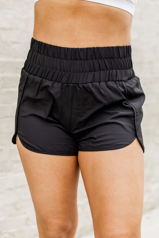 Errands To Run Solid Black High Waisted Athletic Shorts | Pink Lily