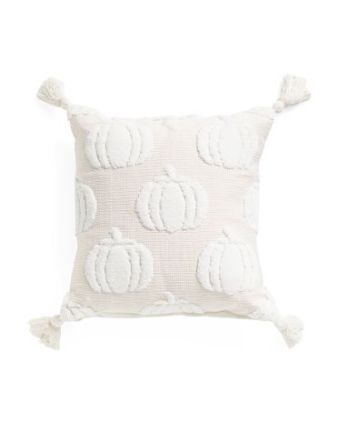 20x20 Textured Pumpkin Pillow With Tassels | TJ Maxx