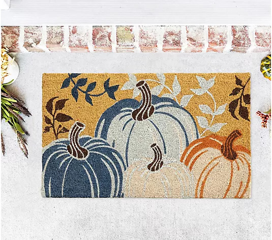 VCNY Home Multicolor Bold Pumpkins Outdoor CoirDoormat - QVC.com | QVC
