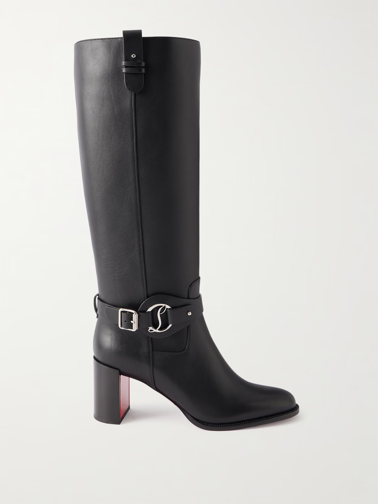Christian Louboutin - Dianouchette Botta 70 Buckled Leather Knee Boots - Black | NET-A-PORTER (US)