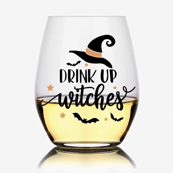 Perfectinsoy Funny Drink up Witches Wine Glass, HalloweenFunny Wine Glass, HalloweenFunny Gift fo... | Amazon (US)