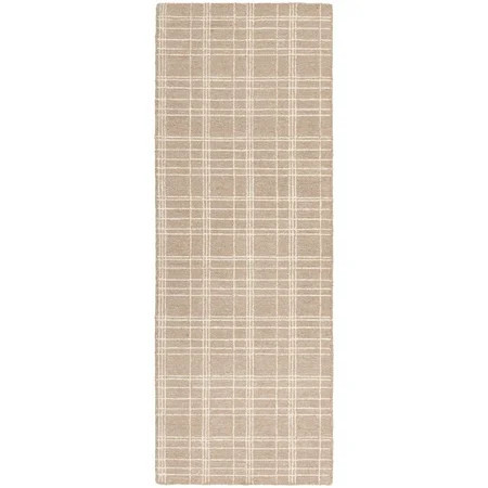 Better Homes & Gardens Beige Plaid Wool Indoor Runner Rug, 2'6"x7' | Walmart (US)