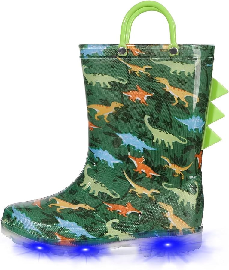 EUXTERPA Toddler Kids Waterproof Light Up Rain Boots Patterns and Glitter Boots with Handles for ... | Amazon (US)