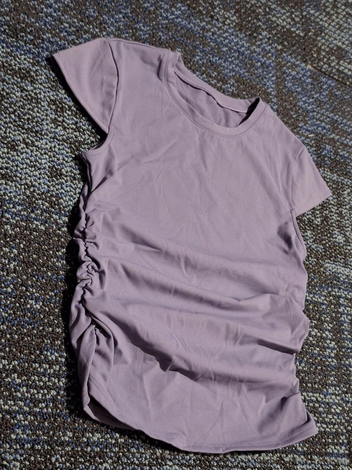 Aoxjox Women's Cap Sleeve T-Shirts Crew Neck Velura Ruched Tee Without Padded Workout PlushFlex... | Amazon (US)