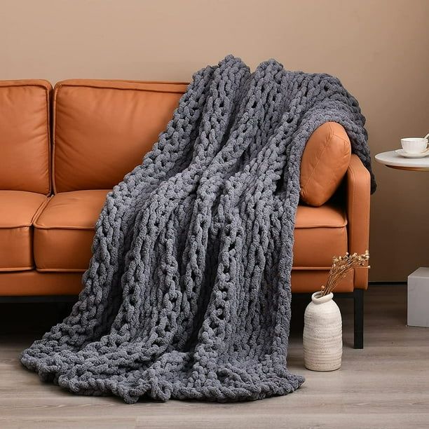 Comtest Chunky Knit Throws Blanket Soft Warm Chunky Chenille Throw,Dark Gray,40" x 40"(Single Sof... | Walmart (US)