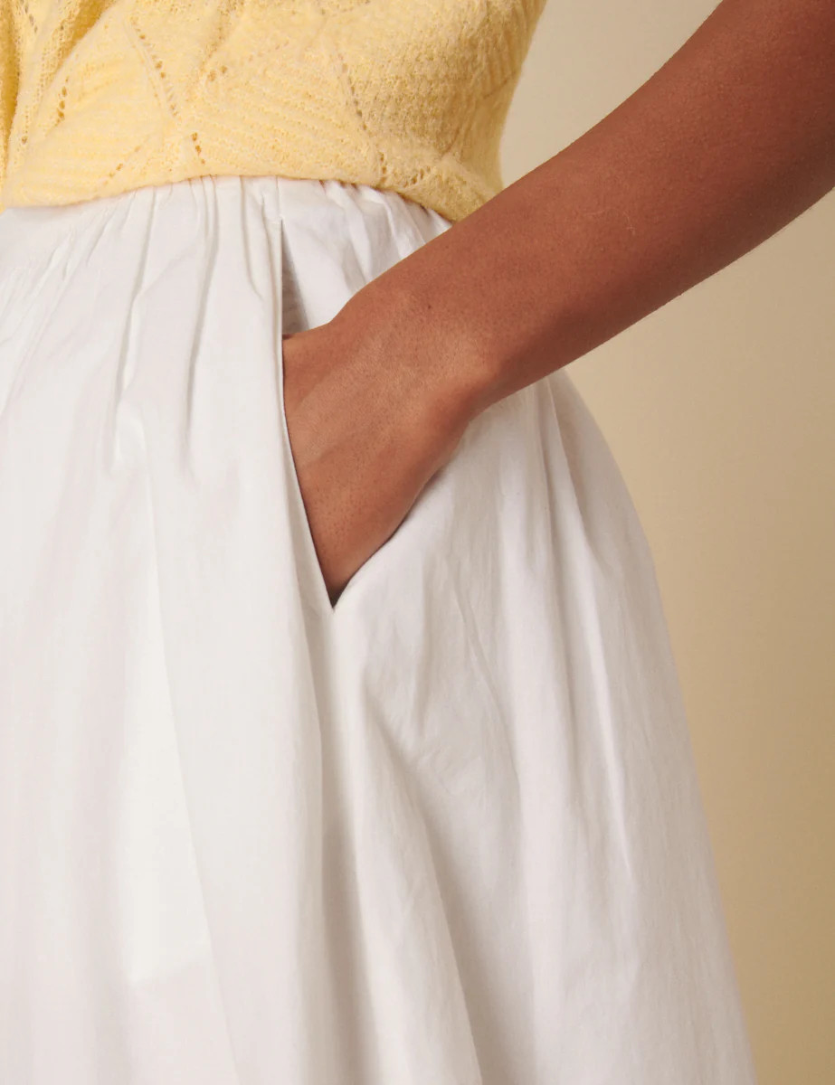 White A-line Midi Skirt | Nobody's Child