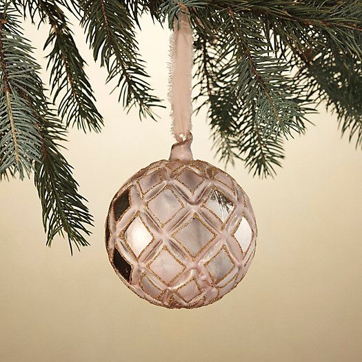 Diamond Pink Glass Globe Ornament | Terrain