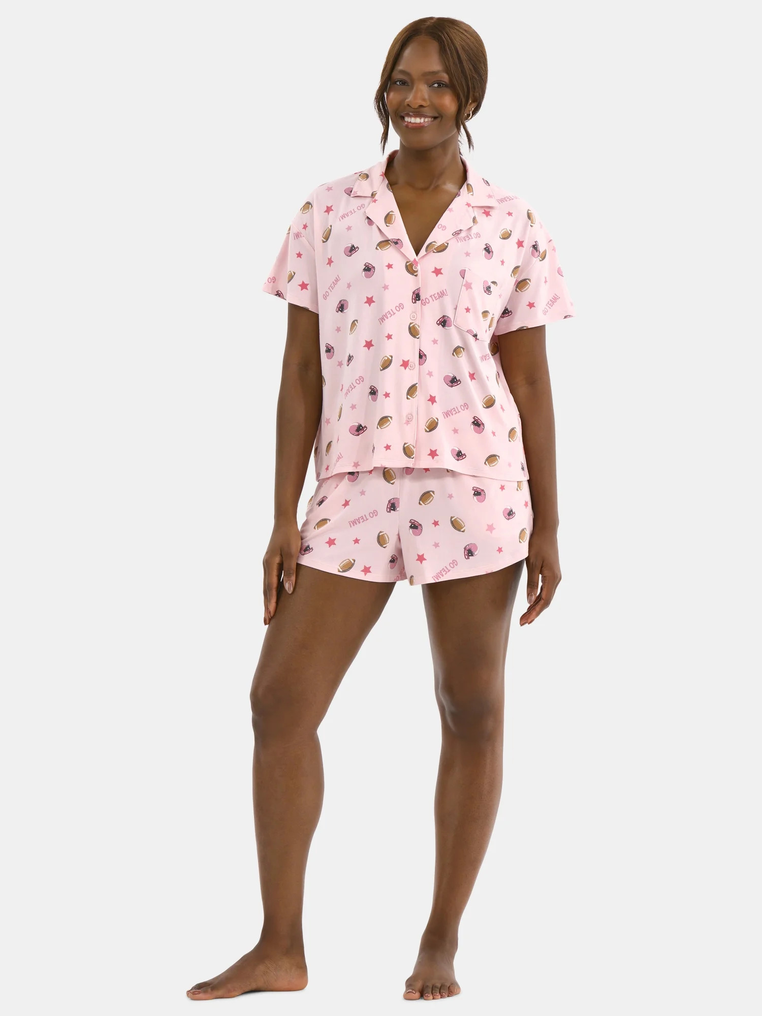 Halloween Women’s Printed Notched Top and Shorts Pajama Set from Way to Celebrate, 2-Piece, Siz... | Walmart (US)