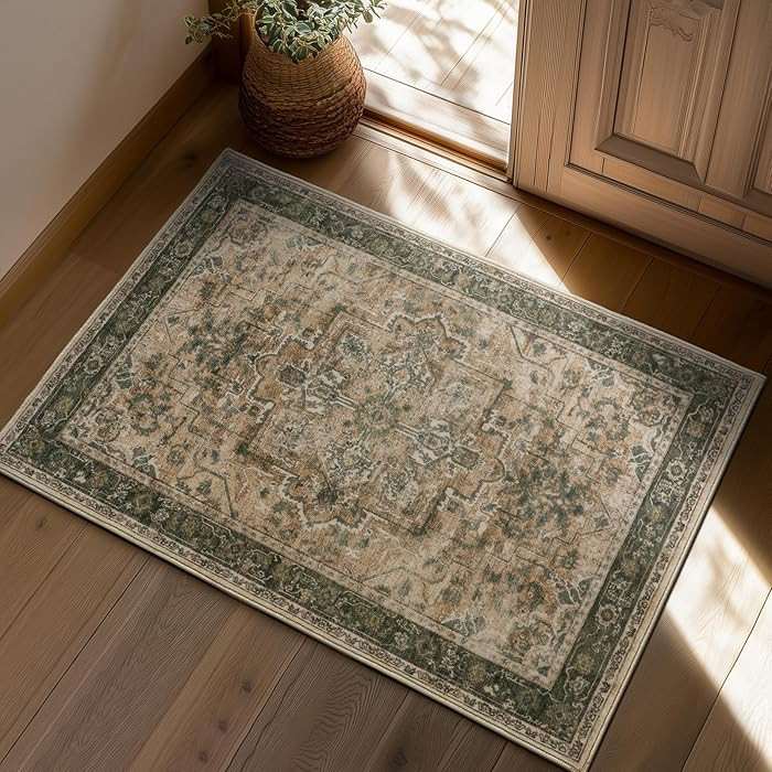 Vintage Distressed 2x3 Kitchen Rugs Washable Non Slip, Moody Medallion Door Mat Indoor Entrance E... | Amazon (US)