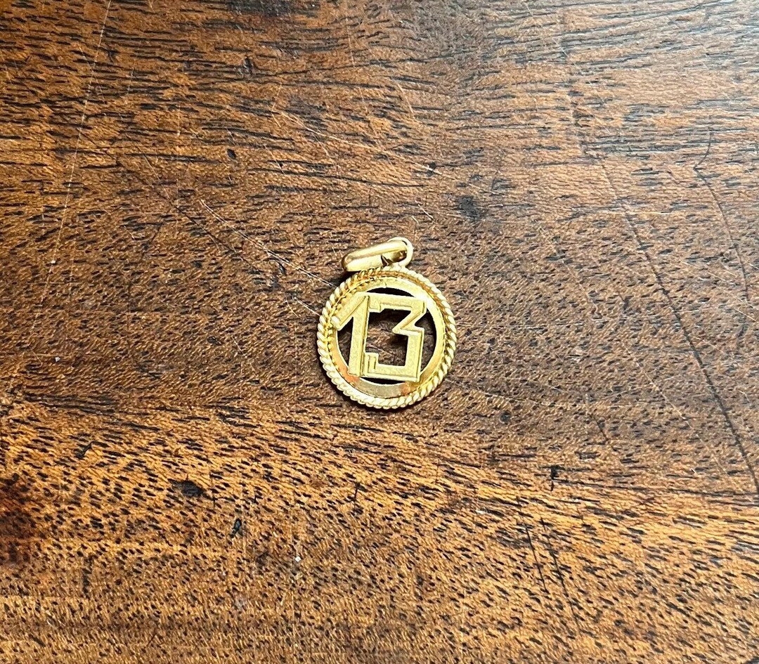 Tiny 18K Gold French Lucky 13 Charm - Etsy | Etsy (US)