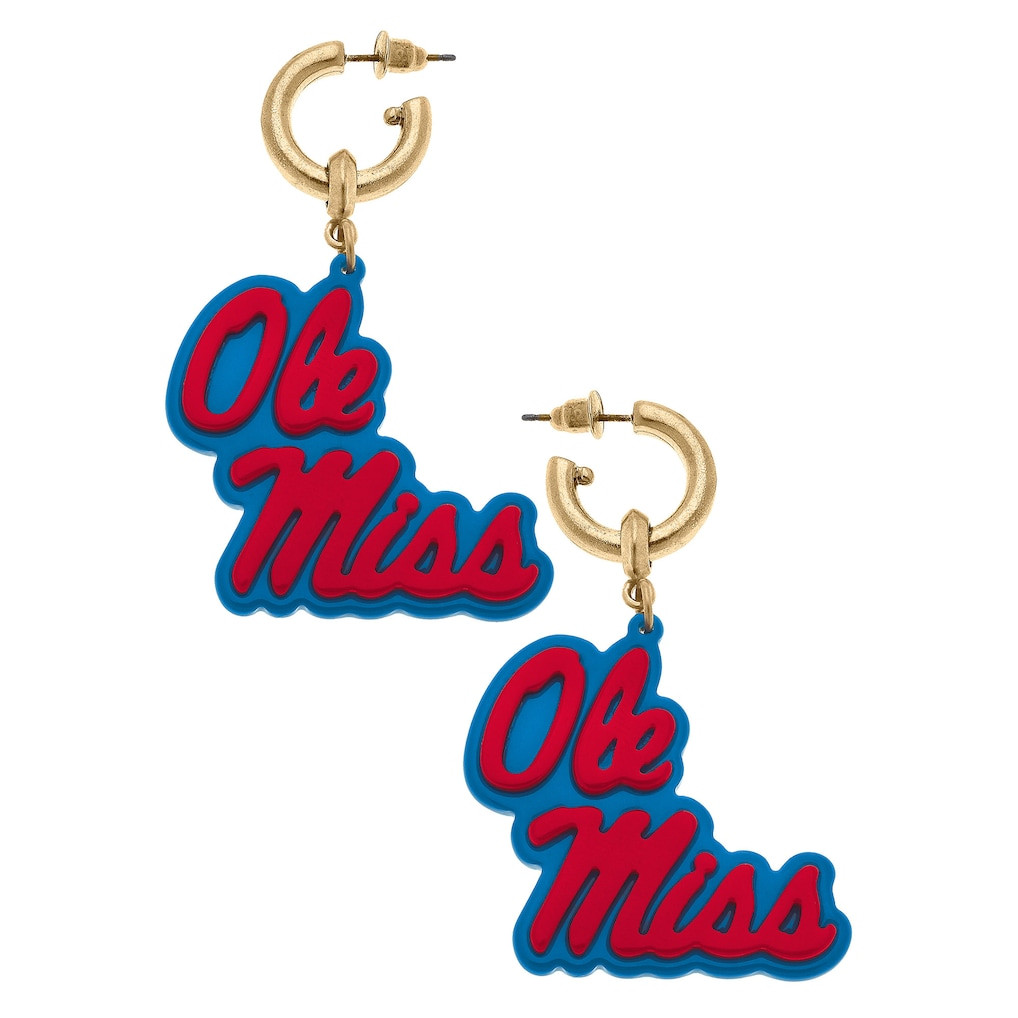 Ole Miss Rebels CANVAS Style Women's Resin Logo Drop Hoop Earrings | Fanatics