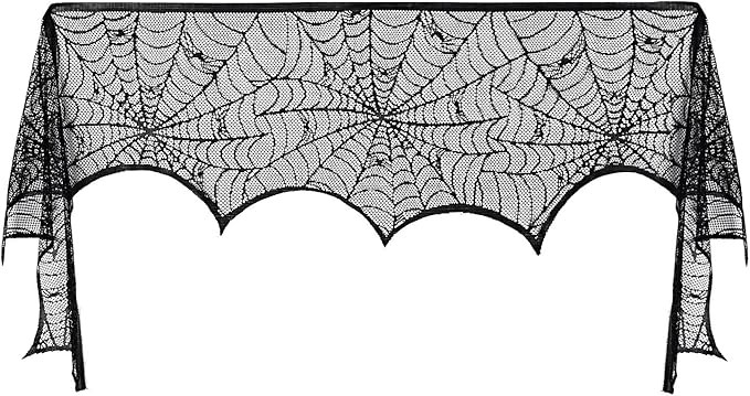 Pangda Halloween Cobweb Fireplace Scarf Mantle Scarf Spider Web Decorations Black Mantle Scarves ... | Amazon (US)