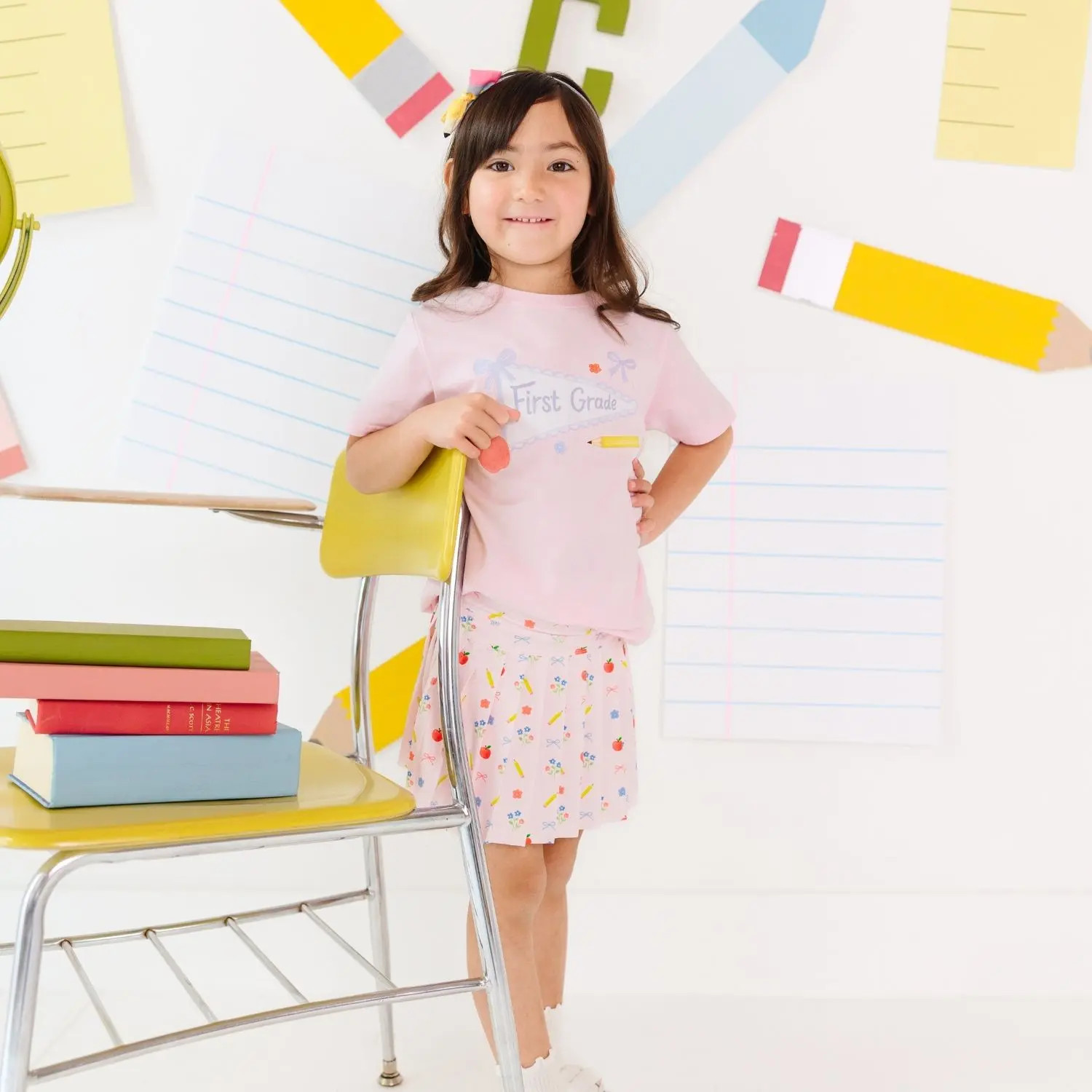Sweet Wink First Grade Pennant Short Sleeve T-Shirt in Ballet Pink at Nordstrom, Size 10 | Nordstrom
