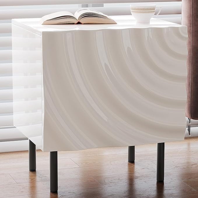 Nightstand, Unique Design Modern Side Table, Small Bedside Accent Table with Storage and 4 Metal ... | Amazon (US)