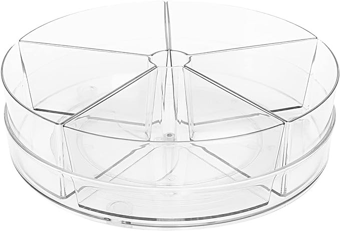 Roninkier Clear Lazy-Susan Organizer with 5-Removable-Bins - 11 Inch Round Plastic Rotating Stora... | Amazon (US)