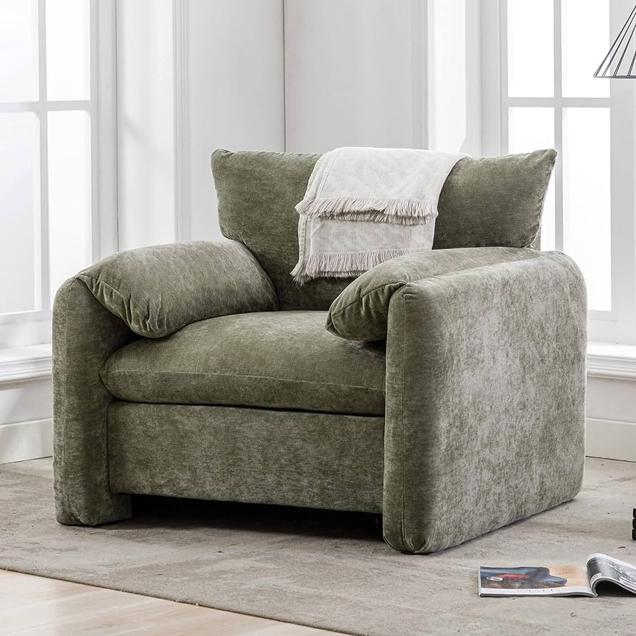 Merax Modern Style Chenille Oversized Armchair, Accent Chair, 38.6’’ W Single Sofa, for Livin... | Amazon (US)