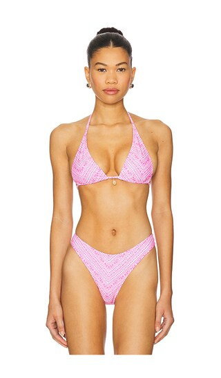 Kulani Kinis Classic Tie Halter Bikini Top in Pink. - size XL | Revolve Clothing (Global)