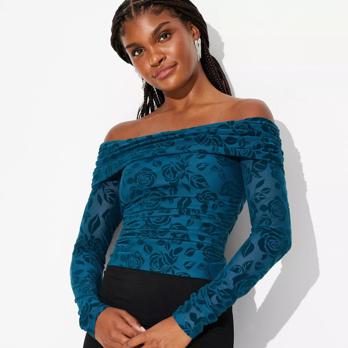Women's Long Sleeve Ruched Off the Shoulder Top - Wild Fable™ | Target