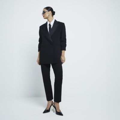 Black Longline Blazer Jacket | River Island UK & IE