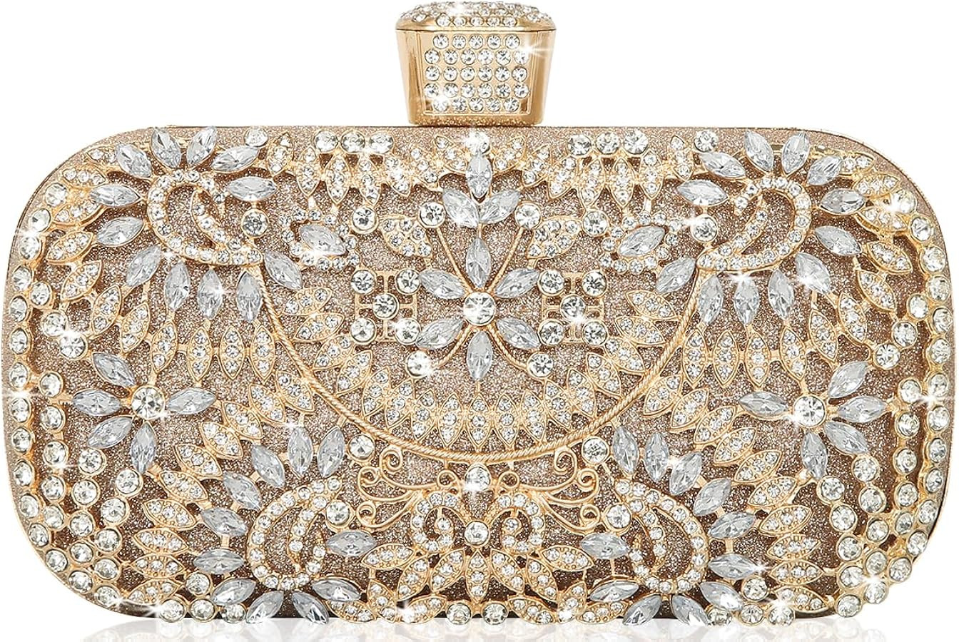 Covelin Women's Rhinestone Decorated Evening Bag, Tote Shoulder Crossbody Handbag with Chain | Amazon (US)