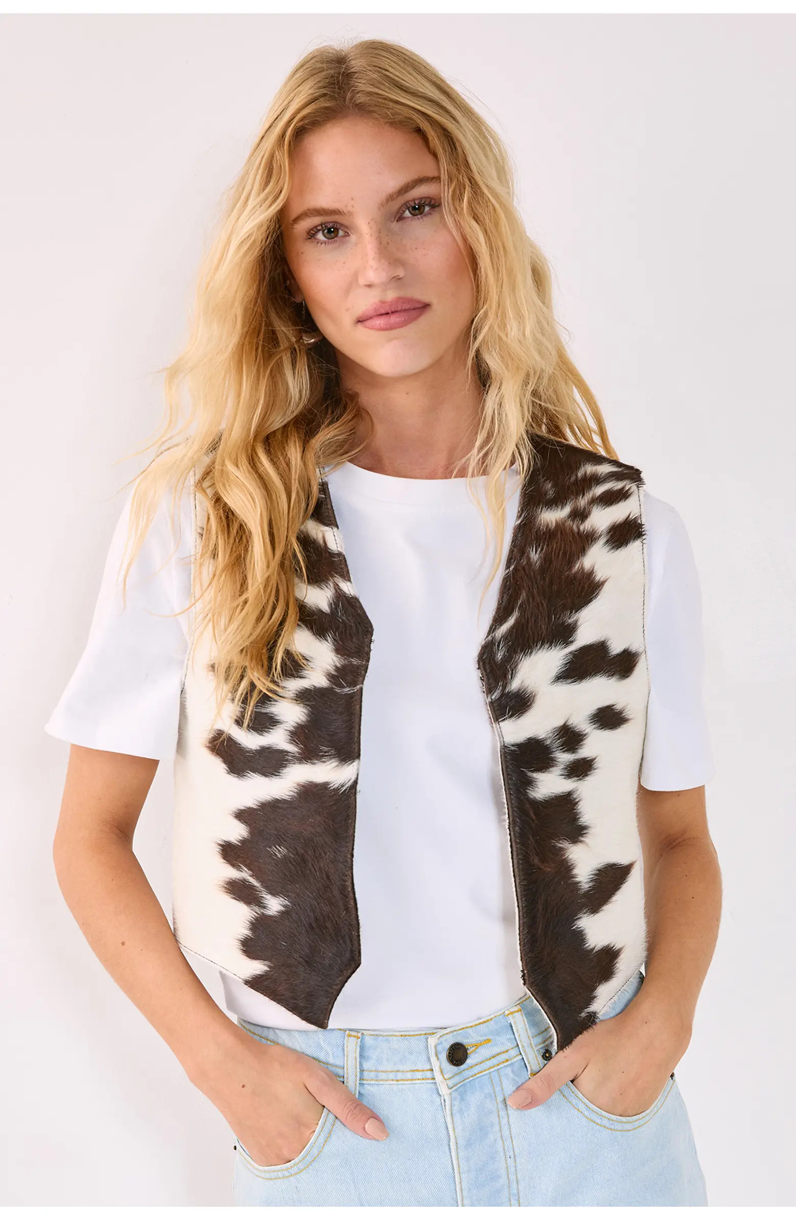 NASTY GAL Cow Hide Leather Waistcoat | Nordstrom | Nordstrom