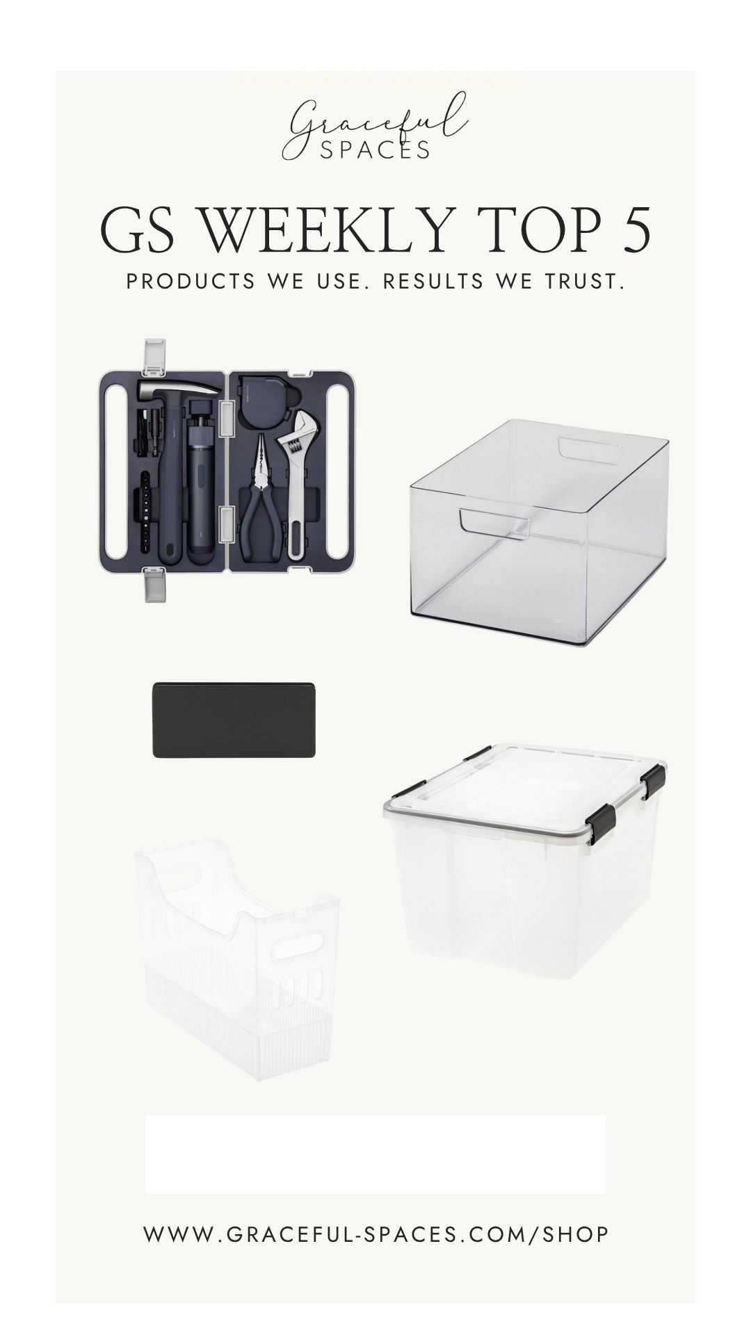 Classic organization in this week’s Top 5! The HOTO Toolset y’all are loving. Luxury for less all-purpose bins and Weatherpro tote from Target. NEAT Method’s famous bin clips. And The Container Store’s Multi-Purpose Bin.

#LTKHome