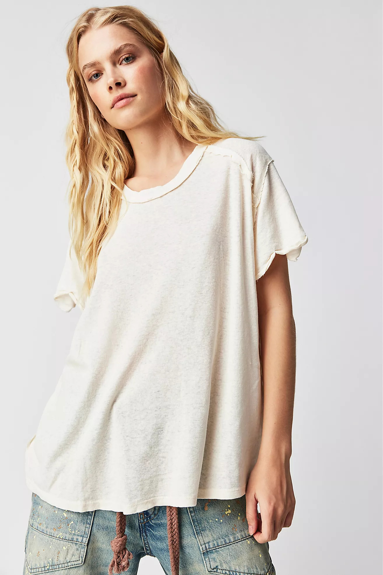 Care FP Linen Blend BF Tee | Free People (Global - UK&FR Excluded)