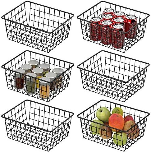 Wire Baskets, Cambond 6 Pack Wire Storage Basket Durable Metal Basket Pantry Organizer Storage Bi... | Amazon (US)