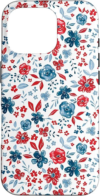 Patriotic Floral Pattern 4th of july Memorial Day Summer 4th Case for iPhone 16 Pro | Amazon (US)