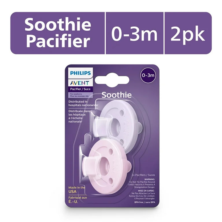 Philips Avent Soothie 0-3M, Fresh Lilac/Pastel Pink, 2 Pack, SCF190/20 | Walmart (US)