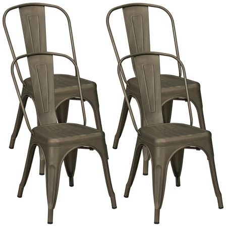 Duhome Metal Chairs Indoor/Outdoor Use Stackable Chic Dining Bistro Cafe Side Chairs Set of 4 | Walmart (US)