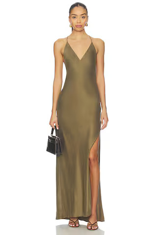 EAVES Lydia Silk Maxi Dress in Capers from Revolve.com | Revolve Clothing (Global)