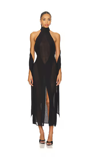 Koemi Sheer Panel Dress in Black | Revolve Clothing (Global)